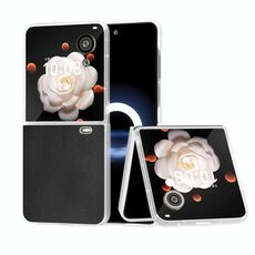Custodia per telefono in pelle PU con cornice traslucida smerigliata For Honor Magic V Flip ABEEL (nero)