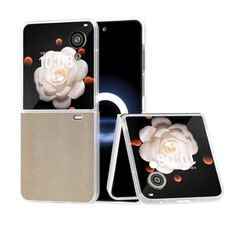 Custodia per telefono in pelle PU con cornice traslucida smerigliata For Honor Magic V Flip ABEEL (oro)