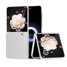 Custodia per telefono in pelle PU con cornice traslucida smerigliata For Honor Magic V Flip ABEEL (bianca)