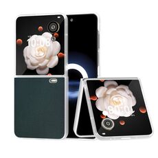 Custodia per telefono a copertura totale in pelle PU con cornice satinata e traslucida ABEEL per Honor Magic V Flip (verde)