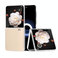Custodia per telefono in pelle PU con cornice traslucida smerigliata For Honor Magic V Flip ABEEL (rosa pesca)