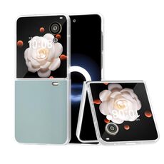 Per Honor Magic V Flip ABEEL Custodia per telefono con copertura totale in pelle PU con cornice traslucida satinata (Azzurro)