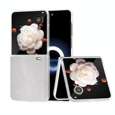 Custodia per telefono in pelle PU con cornice traslucida smerigliata For Honor Magic V Flip ABEEL (argento)