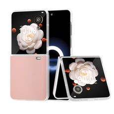 Per Honor Magic V Flip ABEEL Custodia per telefono con copertura totale in pelle PU con cornice traslucida smerigliata (rosa chiaro)