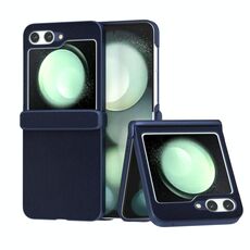 Per Samsung Galaxy Z Flip6 Custodia per telefono in pelle PU con tre parti e copertura totale (blu scuro)