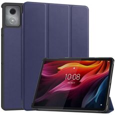 Per Lenovo Tab K11 Plus Custer Texture 3-Fold Holder Custodia in pelle per tablet intelligente (blu scuro)