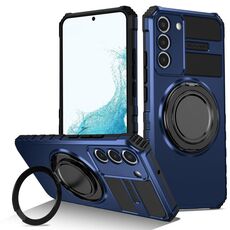Per Samsung Galaxy S22+ 5G Custodia per telefono con supporto magnetico rotante (blu reale)