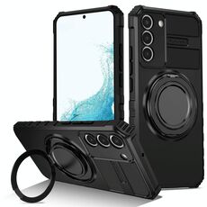 Per Samsung Galaxy S22+ 5G Custodia per telefono con supporto magnetico rotante (nero)