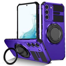 Per Samsung Galaxy S22+ 5G Custodia per telefono con supporto magnetico rotante (viola)