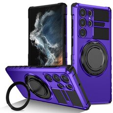 Per Samsung Galaxy S22 Ultra 5G Custodia per telefono con supporto magnetico rotante (viola)