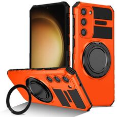 Per Samsung Galaxy S23 5G Custodia per telefono con supporto magnetico rotante (arancione)