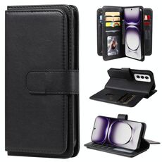 Per OPPO Reno12 5G Portafoglio multifunzionale globale con 10 slot per carte Custodia in pelle per telefono (nero)