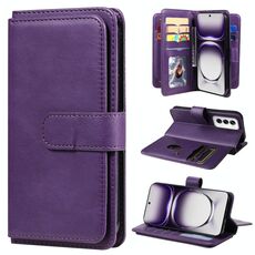 Per OPPO Reno12 5G Portafoglio multifunzione globale 10 slot per carte Custodia in pelle per telefono (viola)