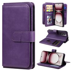 Per OPPO Reno12 Pro Portafoglio multifunzionale globale 10 slot per carte Custodia in pelle per telefono (viola)