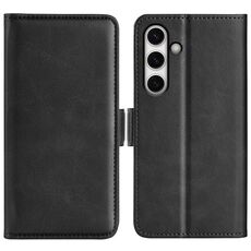Per Samsung Galaxy S24 FE 5G Custodia in pelle con chiusura magnetica orizzontale a doppio lato (nero)