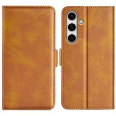Per Samsung Galaxy S24 FE 5G Custodia in pelle con chiusura magnetica orizzontale a doppio lato (giallo)