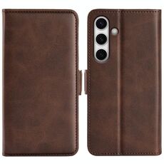 Per Samsung Galaxy S24 FE 5G Custodia in pelle con fibbia magnetica orizzontale a doppio lato (marrone)