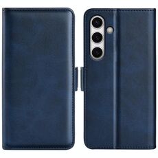 Per Samsung Galaxy S24 FE 5G Custodia in pelle con fibbia magnetica orizzontale a doppio lato (blu scuro)