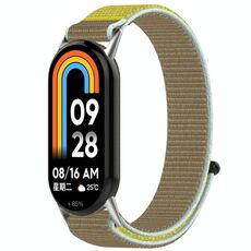 Per cinturino per orologio Xiaomi Smart Band 9/9 NFC Loop con gancio e anello in nylon (giallo kaki)