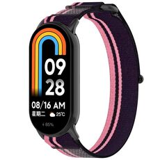 Per Xiaomi Smart Band 9 Loop Nylon Hook and Loop Fastener Watch Band (Rosa + Viola)