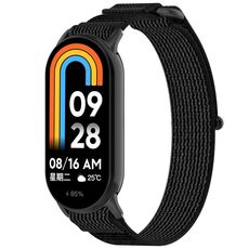 Per Xiaomi Smart Band 9 Loop Nylon Hook and Loop Fastener Watch Band (Nero+Grigio)