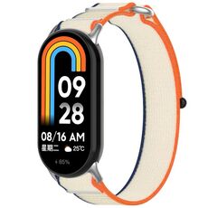 Per cinturino per orologio Xiaomi Smart Band 9 NFC Loop in nylon con chiusura a strappo (arancione + beige)