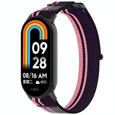 Per cinturino per orologio Xiaomi Smart Band 9 NFC Loop in nylon con chiusura a strappo (rosa + viola)