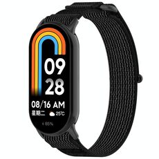 Per cinturino per orologio Xiaomi Smart Band 9 NFC Loop in nylon con chiusura a strappo (nero + grigio)