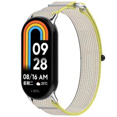 Per cinturino per orologio Xiaomi Smart Band 9 NFC Loop in nylon con chiusura a strappo (giallo + grigio)