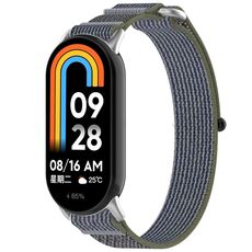 Per Xiaomi Smart Band 9 NFC Loop Nylon Hook and Loop Fastener Watch Band (verde + grigio)