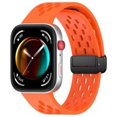 Per Huawei Watch Fit3 Holes Style Cinturino in silicone con fibbia magnetica pieghevole (arancione)