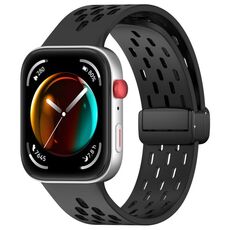 Per Huawei Watch Fit3 Holes Style Folding Magnetic Buckle Silicone Watch Band (Nero)