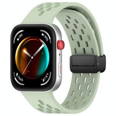 Per Huawei Watch Fit3 Holes Style Folding Magnetic Buckle Silicone Watch Band (verde)