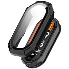 Per Xiaomi Smart Band 9 PC + pellicola temperata Custodia protettiva per orologio con superficie armatura integrata (nero)