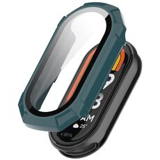 Per Xiaomi Smart Band 9 PC + Custodia protettiva per orologio con superficie armatura integrata con pellicola temperata (verde pino)