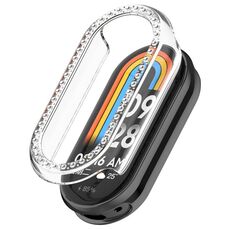 Per Xiaomi Smart Band 9 NFC Diamond Half Coverage Hollow PC Watch Custodia protettiva (bianco trasparente)