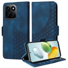 Custodia per telefono in pelle stellata con rombo goffrato per Honor Play 60 Plus (blu)