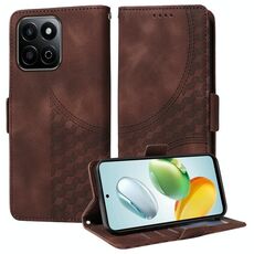 Custodia per telefono in pelle stellata con rombo goffrato per Honor Play 60 Plus (marrone)