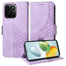 Custodia per telefono in pelle stellata con rombo goffrato per Honor Play 60 Plus (viola)