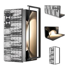 Per Samsung Galaxy Z Fold6 Custodia per telefono in PU con trama a reticolo e colore della cornice nera (nero)