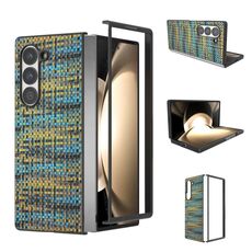 Per Samsung Galaxy Z Fold6 Custodia per telefono in PU con trama a reticolo e colore della cornice nera (oro)