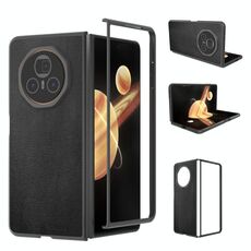 Custodia per telefono con copertura completa in pelle PU per Honor Magic V3 (nera)