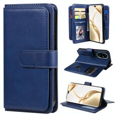 Per Honor 200 Pro Portafoglio multifunzione 10 slot per schede Custodia in pelle per telefono (blu scuro)