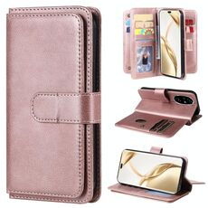 Custodia per telefono in pelle per portafoglio multifunzione Honor 200 Pro con 10 slot per schede (oro rosa)