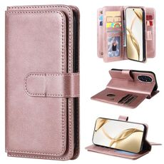 Per Honor 200 Portafoglio multifunzione 10 slot per carte Custodia in pelle per telefono (oro rosa)