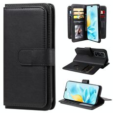 Per Honor 200 Lite Portafoglio multifunzionale globale 10 slot per carte Custodia in pelle per telefono (nero)