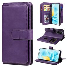 Custodia in pelle per telefono multifunzionale globale per Honor 200 Lite con 10 slot per schede (viola)