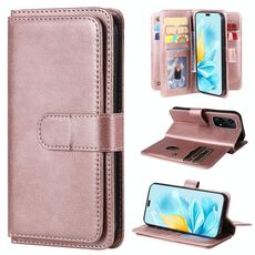 Custodia per telefono in pelle con portafoglio multifunzione globale per Honor 200 Lite con 10 slot per schede (oro rosa)