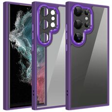 Per Samsung Galaxy S22 Ultra 5G Custodia per telefono con pellicola protettiva per obiettivo con armatura colorata (viola)
