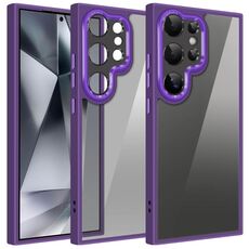 Per Samsung Galaxy S24 Ultra 5G Custodia per telefono con pellicola protettiva per obiettivo con armatura colorata (viola)
